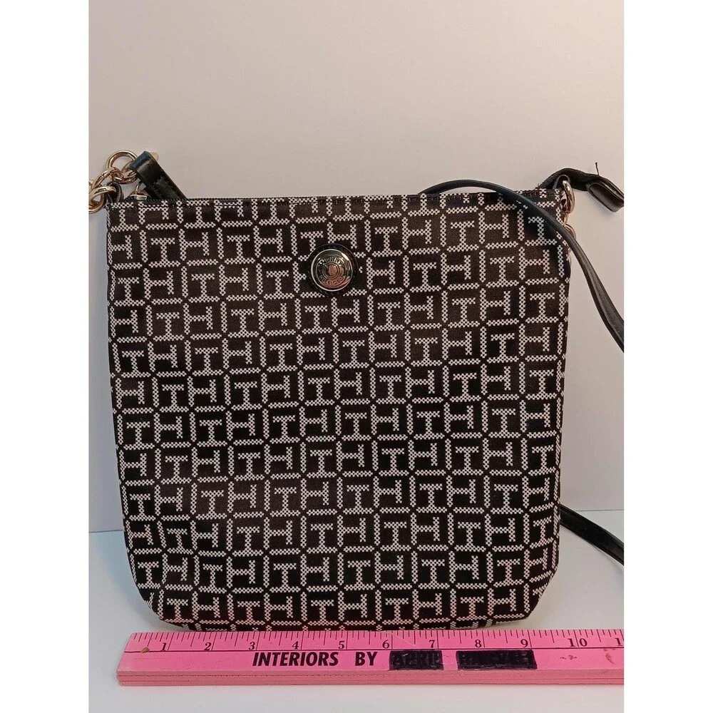 Tommy Hilfiger Monogram Canvas Crossbody Bag: Classic Preppy Shoulder Purse